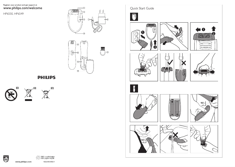 Page n°1 - Manuel utilisateur Philips Satinelle Essential HP6550
