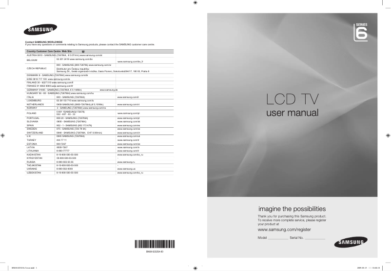 Page 1 de la notice Manuel utilisateur Samsung LE-40B651