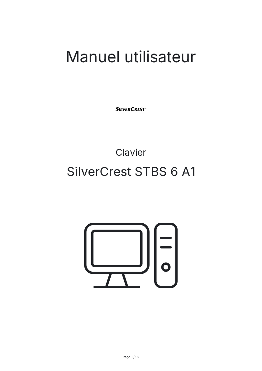 Page n°1 - Manuel utilisateur SilverCrest STBS 6 A1