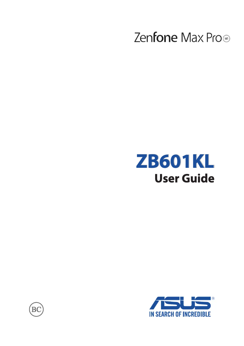 Image de la première page du manuel de l'appareil ZenFone Max Pro ZB601KL