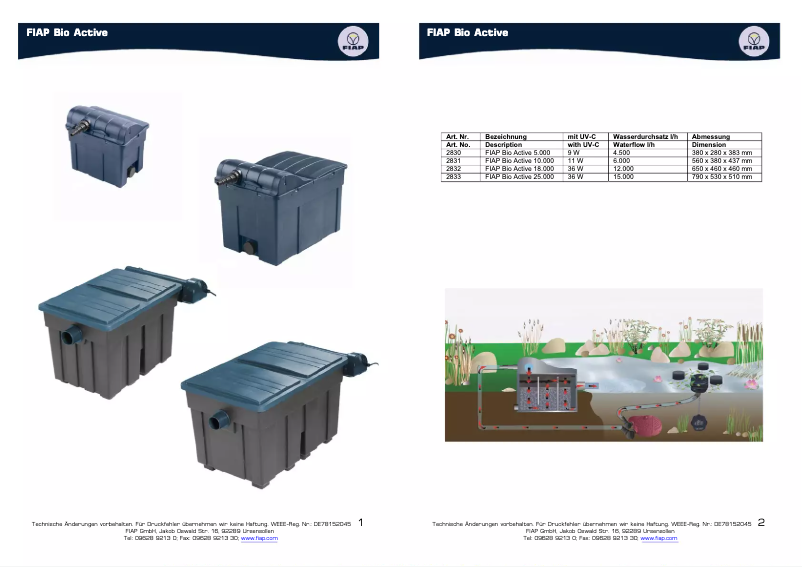 Page 1 de la notice Manuel utilisateur Fiap Bio Active 10.000
