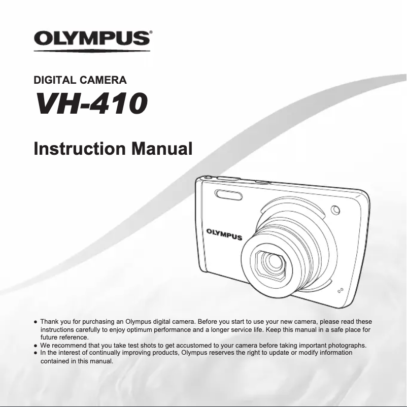 Page 1 de la notice Manuel utilisateur Olympus VH-410