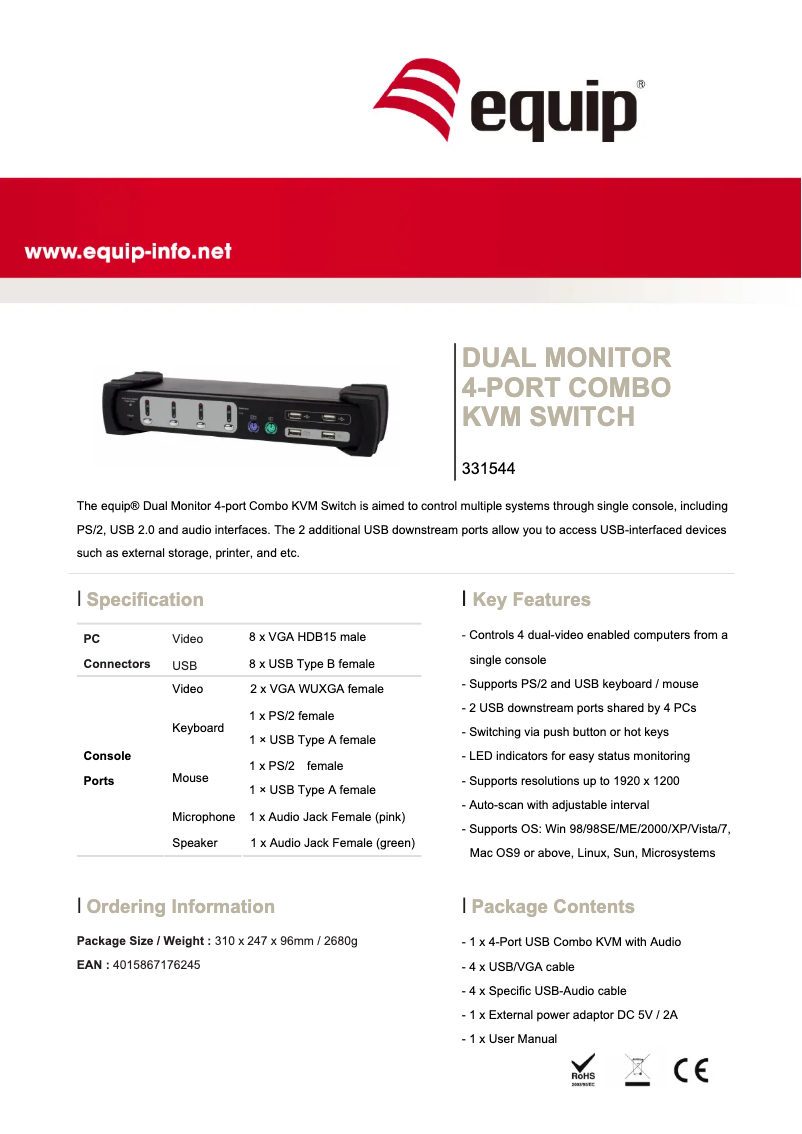 Page 1 de la notice Manuel utilisateur Equip 331544
