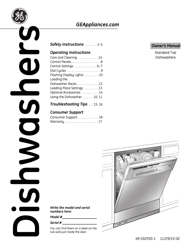 Page 1 de la notice Manuel d'utilisation et d'entretien GE GSD3360VSS