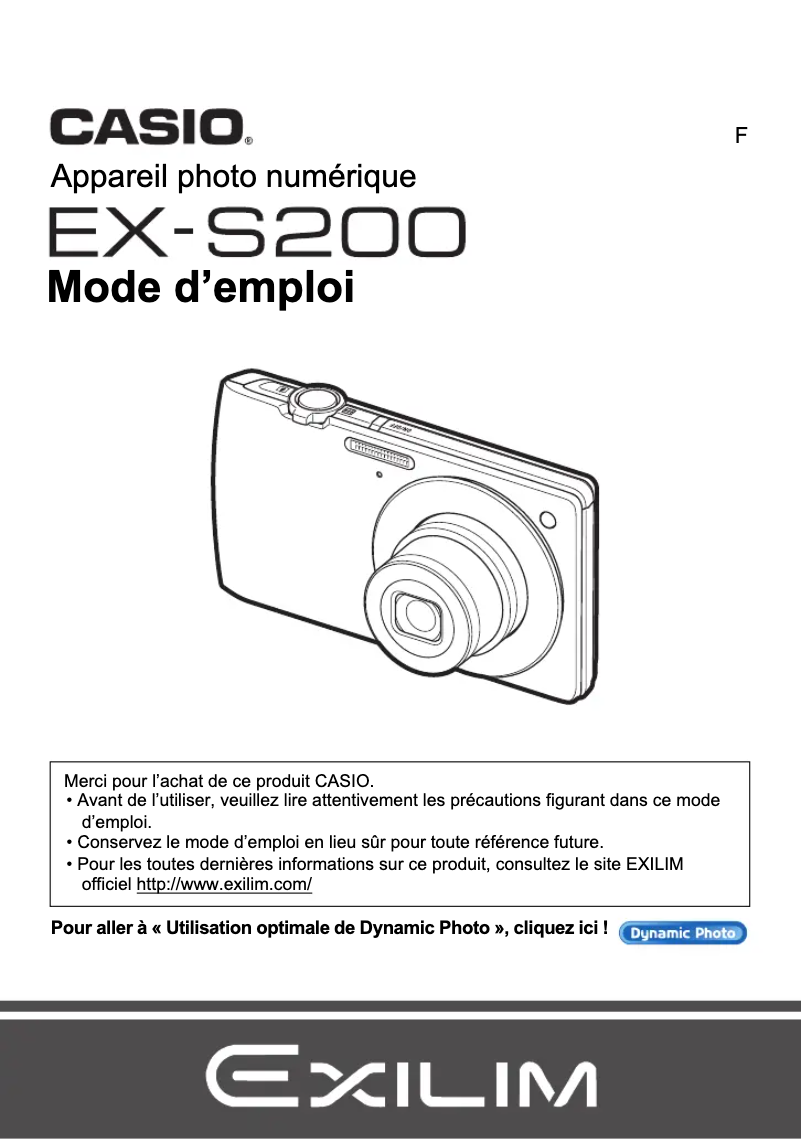 Image de la première page du manuel de l'appareil Exilim EX-S200