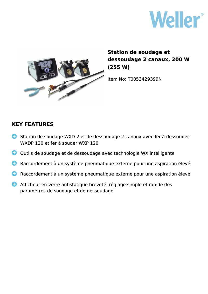 Page n°1 - Fiche technique Weller WXD 2020