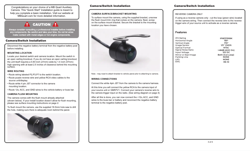 Page 1 de la notice Manuel utilisateur MB Quart MBQ-CAM-1