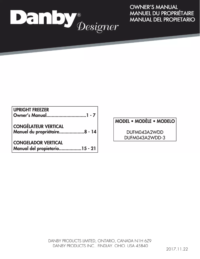 Image de la première page du manuel de l'appareil Designer DUFM043A2WDD