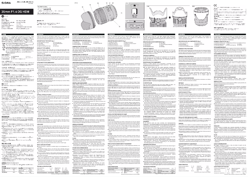 Página 1 del manual Manual de usuario Sigma 35mm f/1.4 ART DG HSM Canon AF