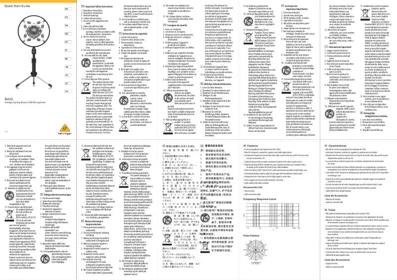 Page 1 de la notice Guide de démarrage rapide Behringer BV635