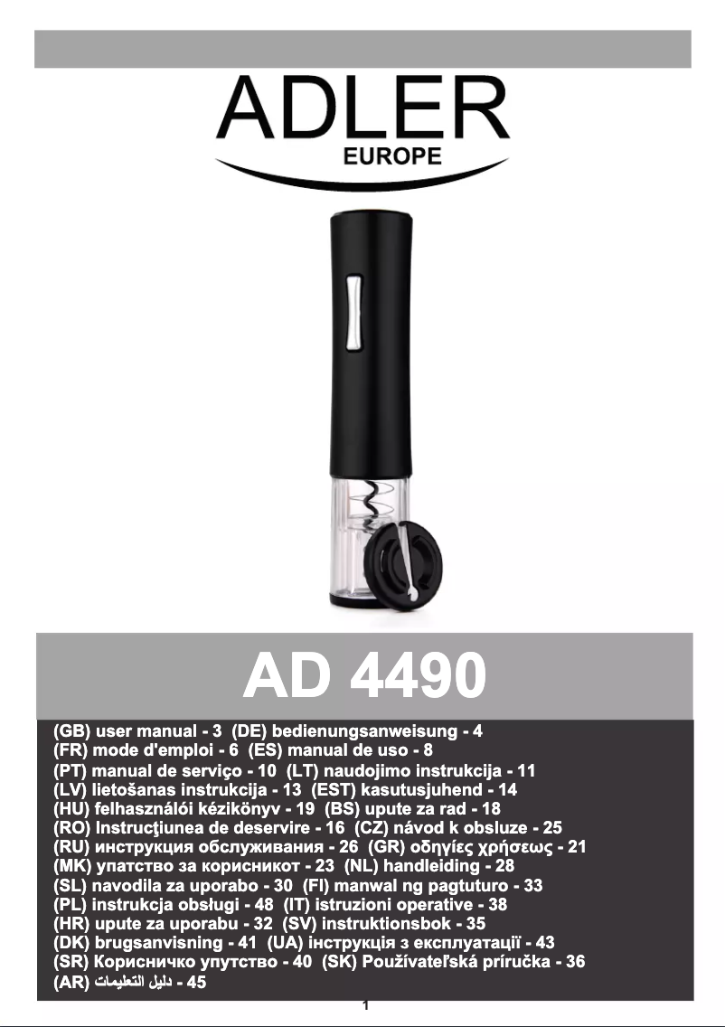 Image de la première page du manuel de l'appareil AD 4490