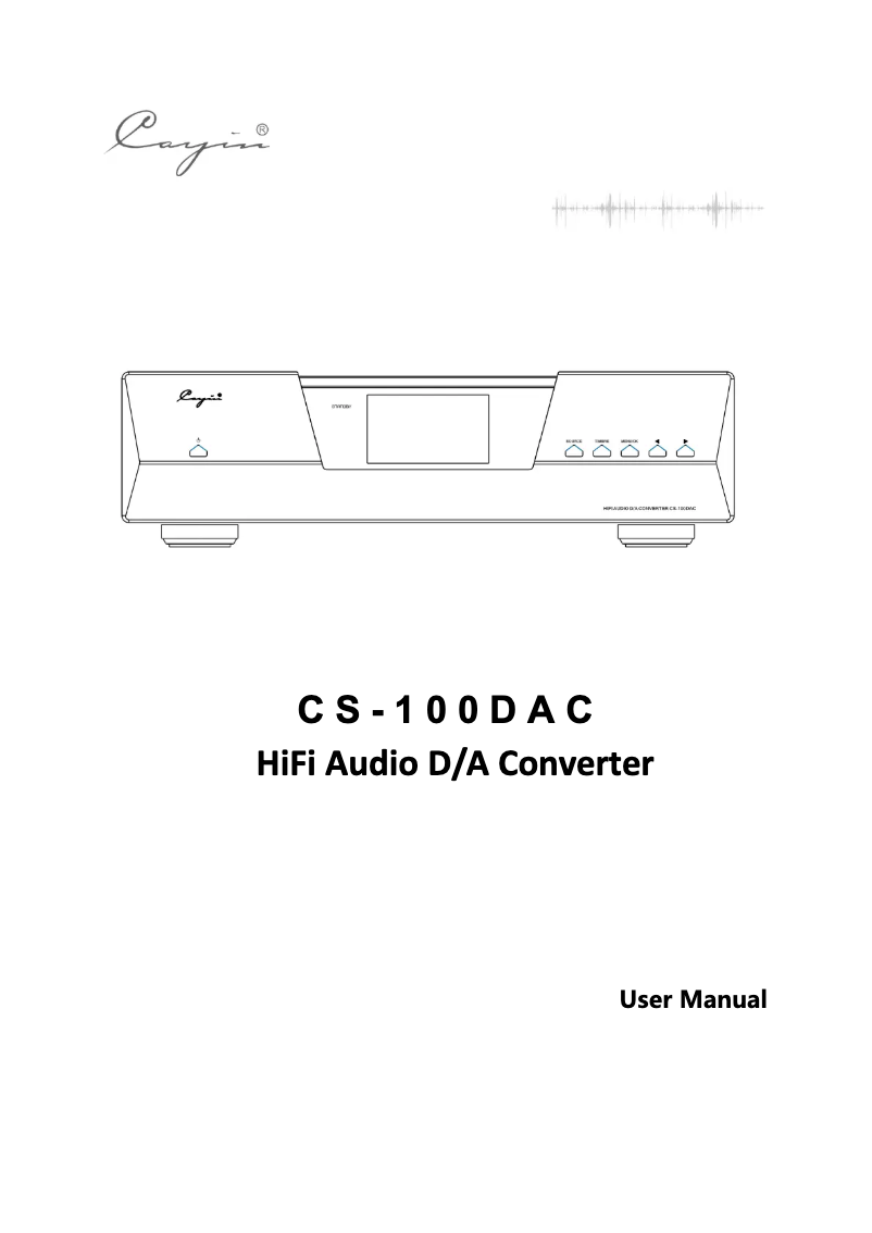 Página 1 del manual Manual de usuario Cayin CS-100DAC