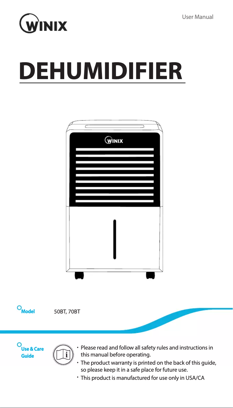 Page 1 de la notice Manuel utilisateur Winix 70BT