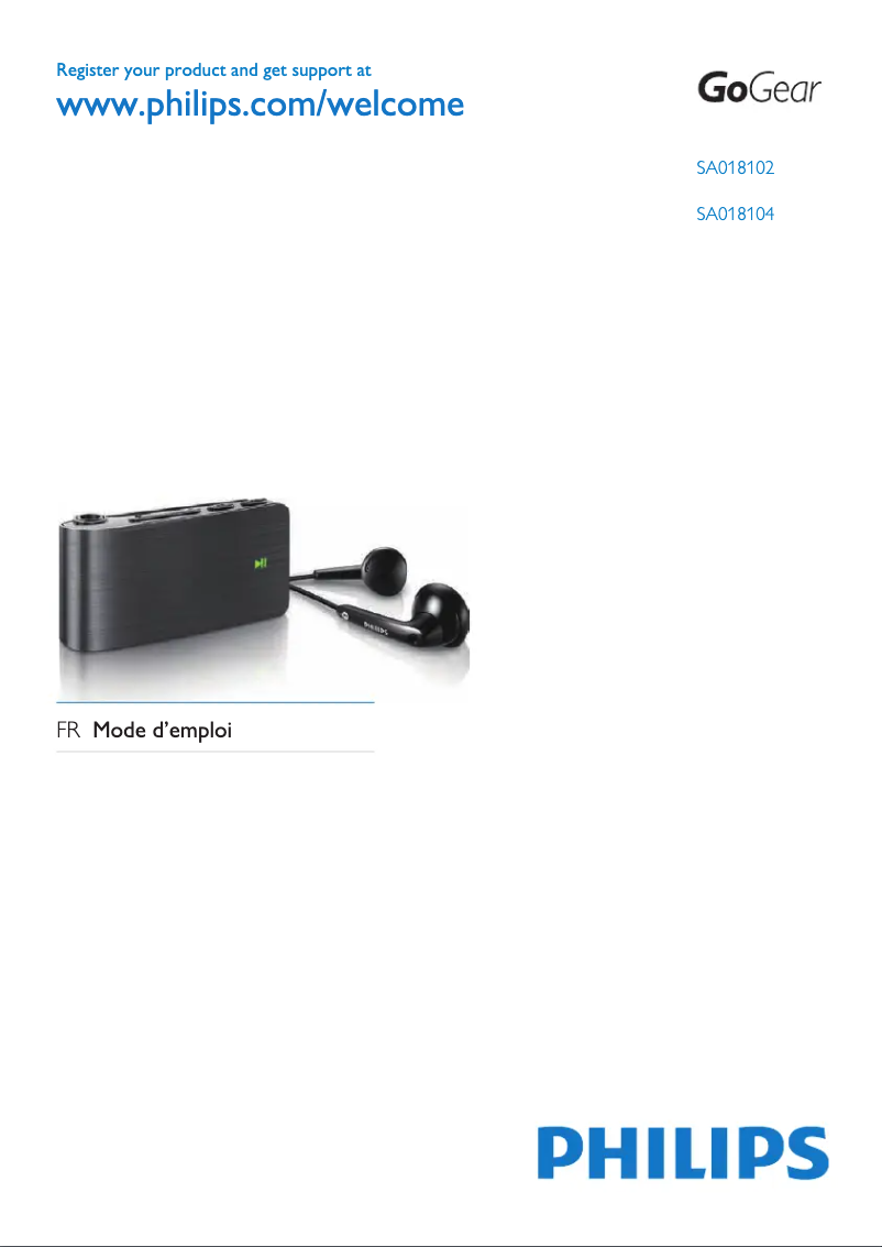 Image de la première page du manuel de l'appareil GoGear SA018104