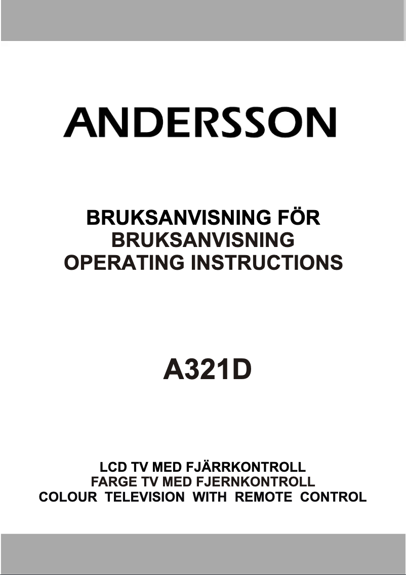 Page 1 de la notice Manuel utilisateur Andersson A321D