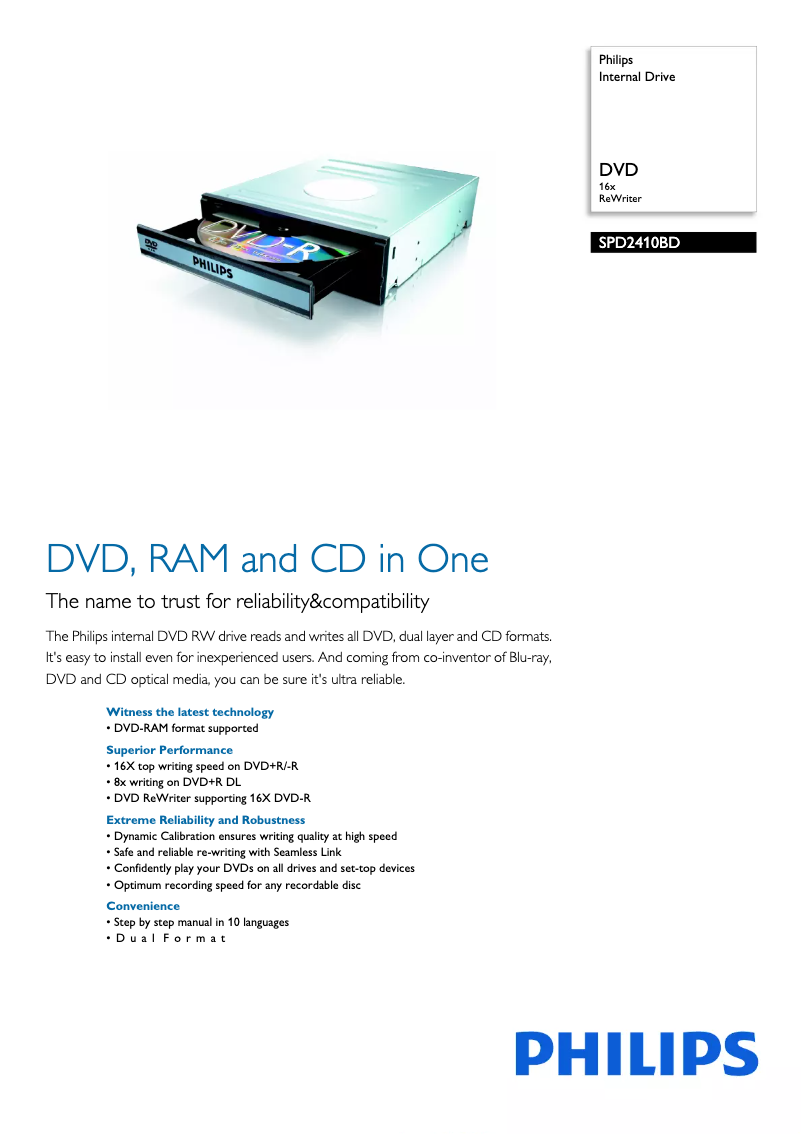 Página 1 del manual Folleto Philips SPD2410BD