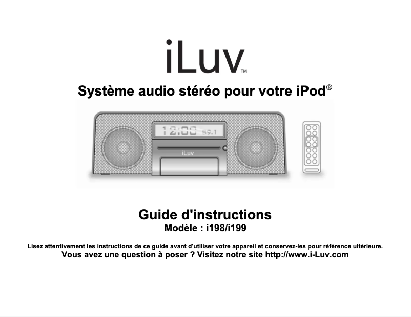 Page 1 de la notice Manuel utilisateur iLuv i199