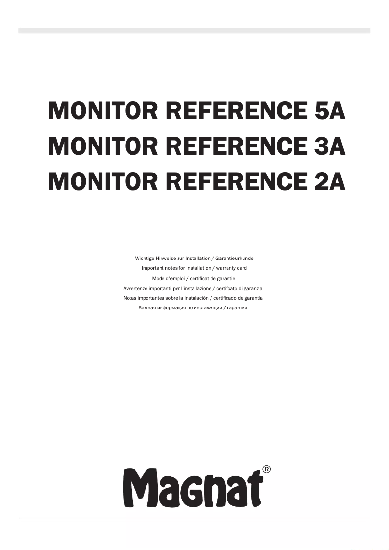 Page 1 de la notice Manuel utilisateur Magnat Monitor Reference 3A