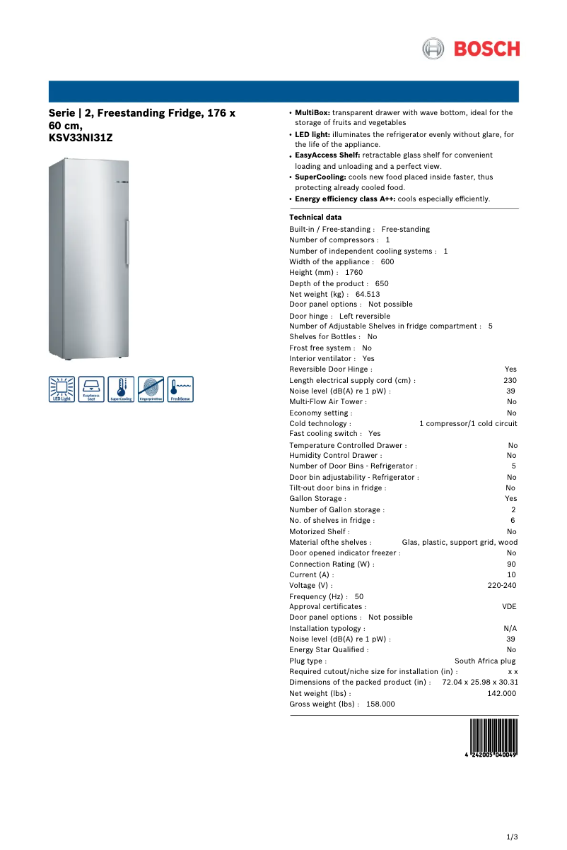 Image de la première page du manuel de l'appareil KSV33NI31Z
