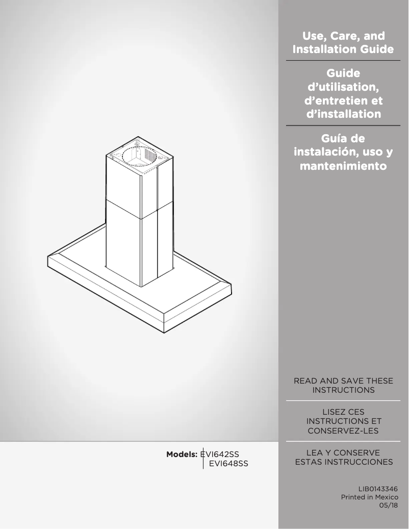 Page 1 de la notice Manuel utilisateur Elica Vavano PRF0142551A