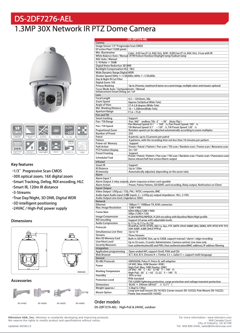 Page n°1 - Brochure Hikvision DS-2DF7276-AEL