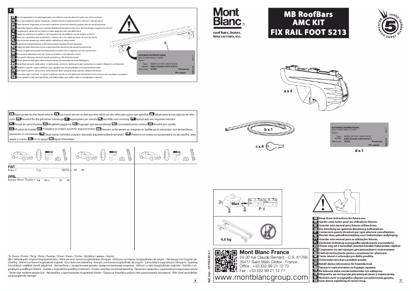 Page 1 de la notice Manuel utilisateur Mont Blanc AMC 5213