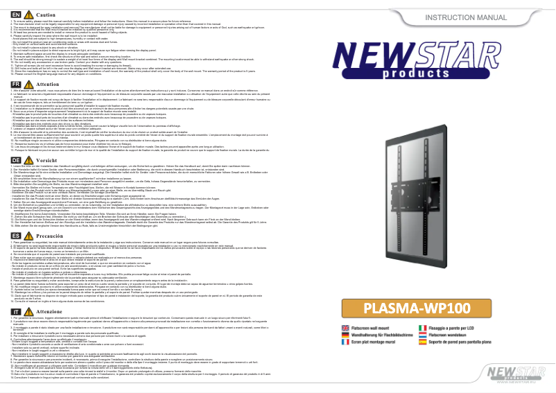 Page n°1 - Manuel utilisateur Newstar PLASMA-WP100