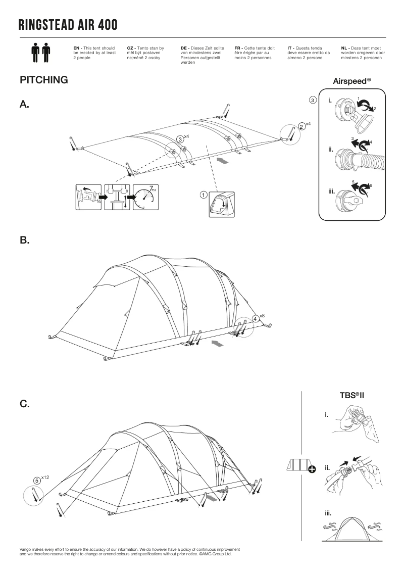 Page 1 de la notice Manuel utilisateur Vango Ringstead Air 400