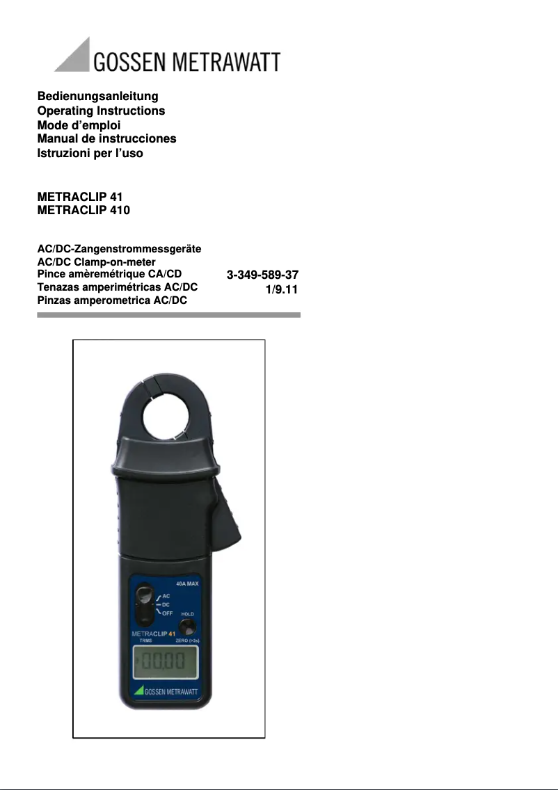 Image de la première page du manuel de l'appareil MetraClip 41