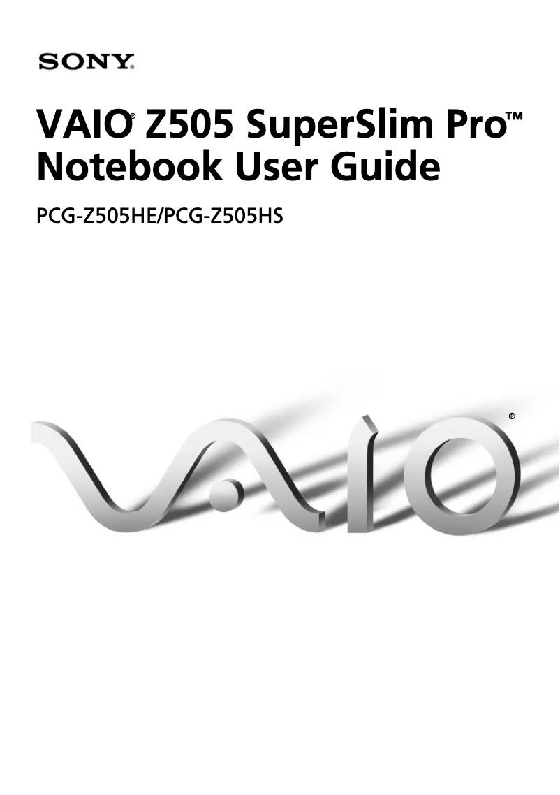 Page n°1 - Manuel utilisateur Sony Vaio PCG-Z505HS