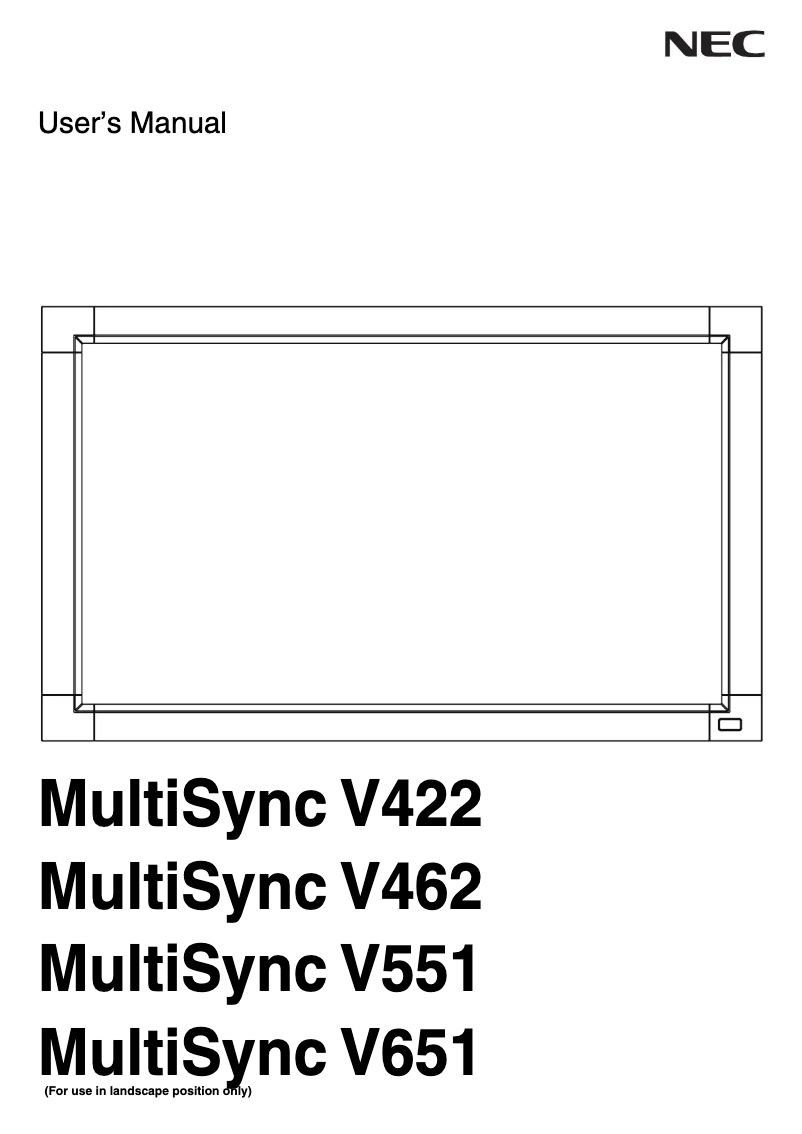 Image de la première page du manuel de l'appareil MultiSync V551