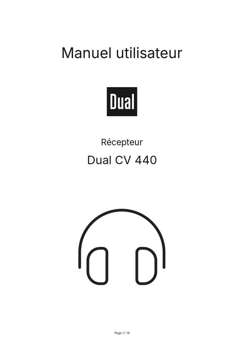 Page n°1 - Manuel utilisateur Dual CV 440