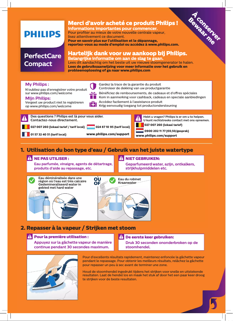 Image de la première page du manuel de l'appareil PerfectCare Compact GC7846