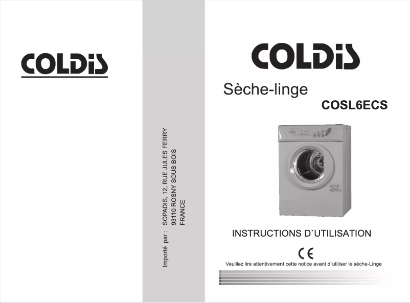 Page 1 de la notice Manuel utilisateur Coldis COSL6ECS
