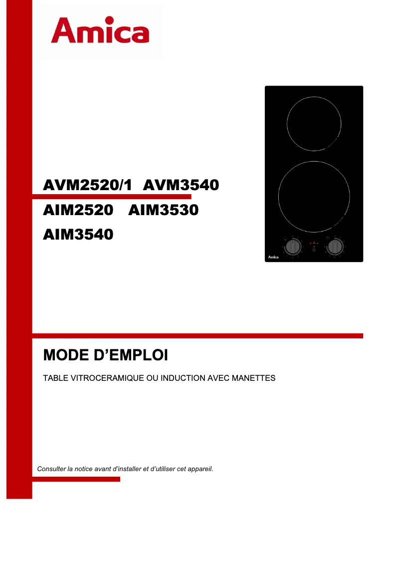 Page n°1 - Manuel utilisateur Amica AIM3530