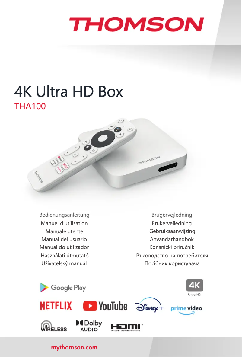 Page n°1 - Manuel utilisateur Thomson THA100