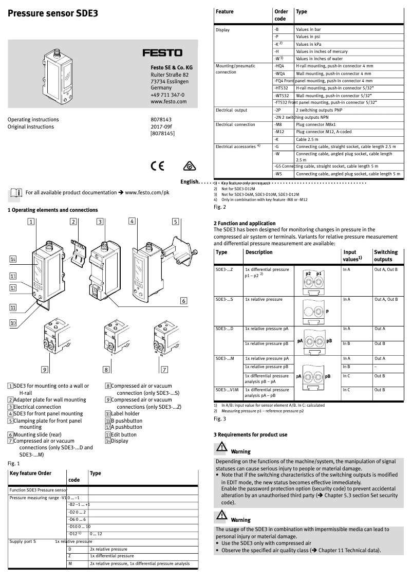 Image de la première page du manuel de l'appareil SDE3