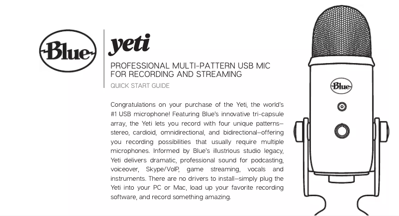 Página 1 del manual Manual de usuario Blue Yeti Podcaster