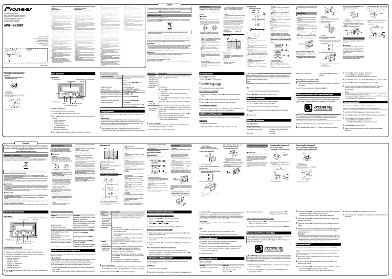 Page 1 de la notice Guide de démarrage rapide Pioneer MVH-S620BT
