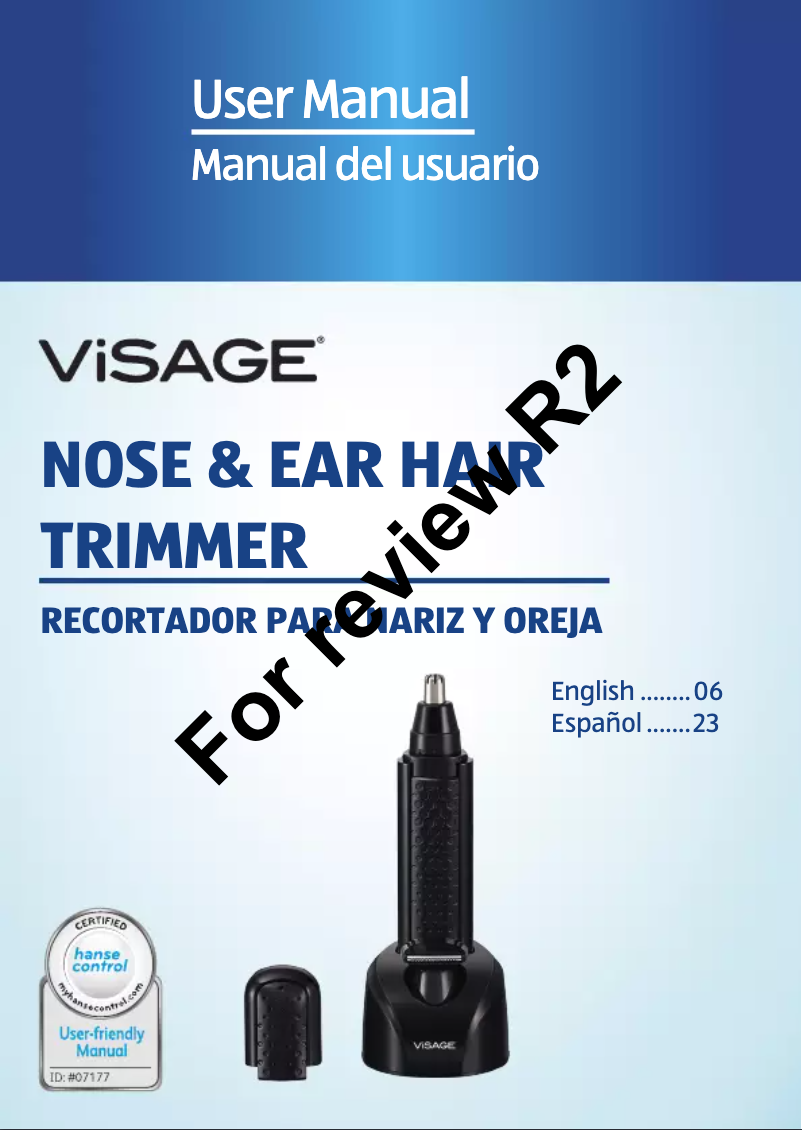 Page 1 de la notice Manuel utilisateur Visage Nose & Ear Hair Trimmer 94140