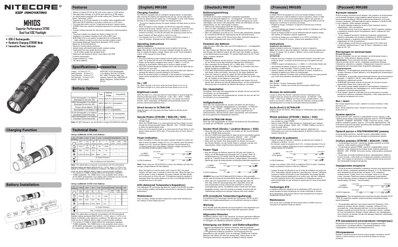 Page n°1 - Manuel utilisateur Nitecore MH10S