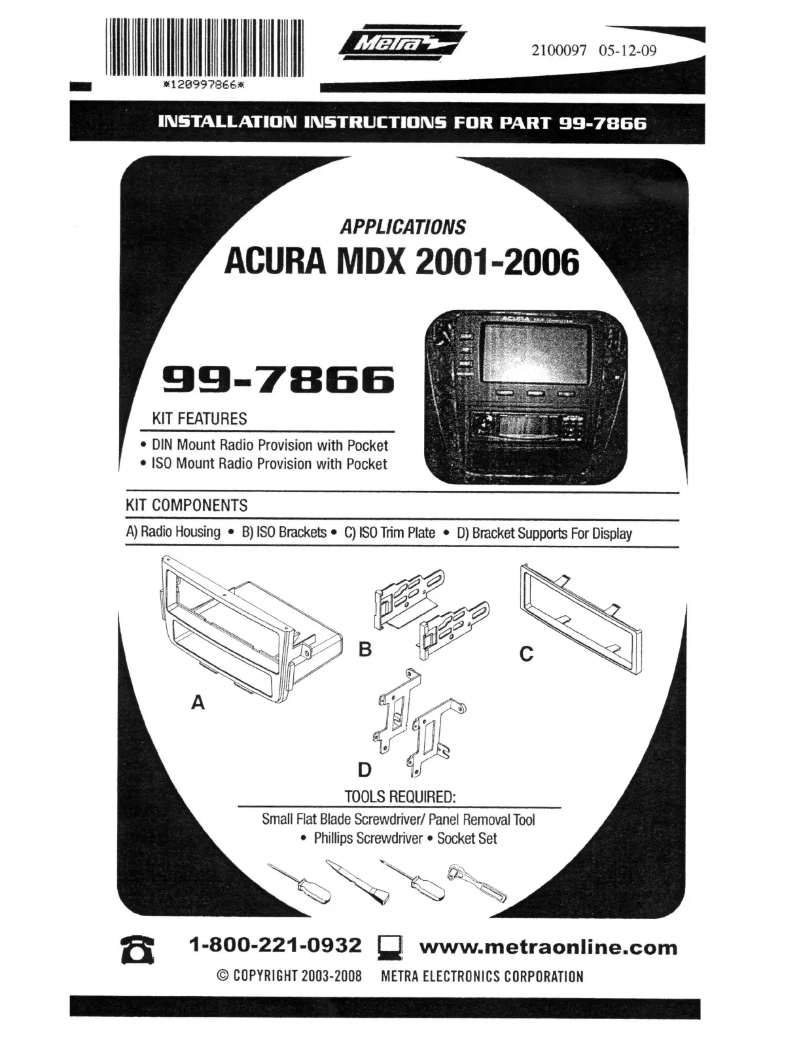 Page n°1 - Manuel utilisateur Metra 99-7866