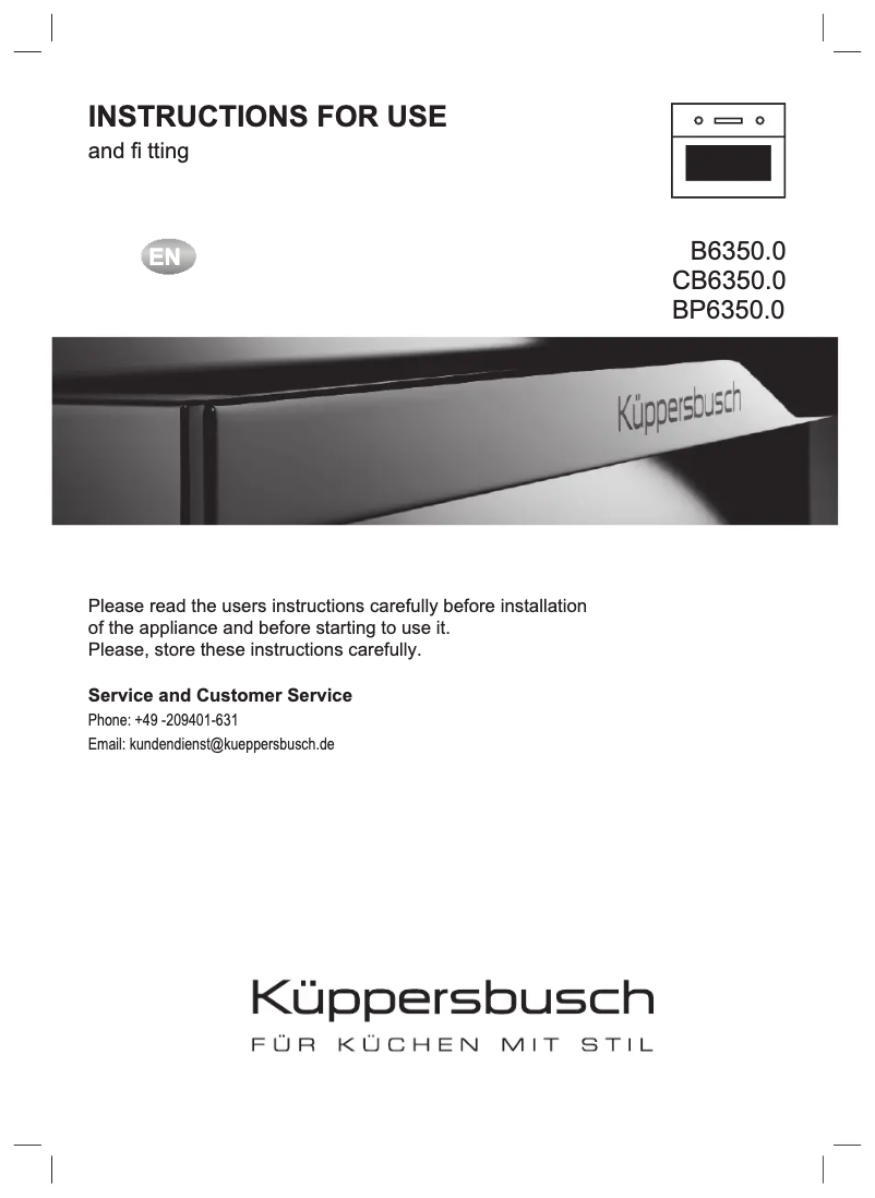 Page n°1 - Manuel utilisateur Küppersbusch B6350.0S1