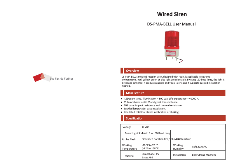 Imagen de la primera página del manual del dispositivo DS-PMA-BELL