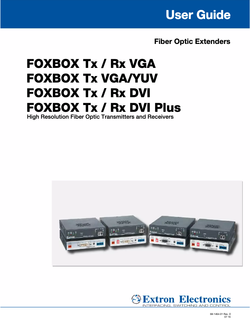 Page n°1 - Manuel utilisateur Extron FOXBOX Rx VGA MM