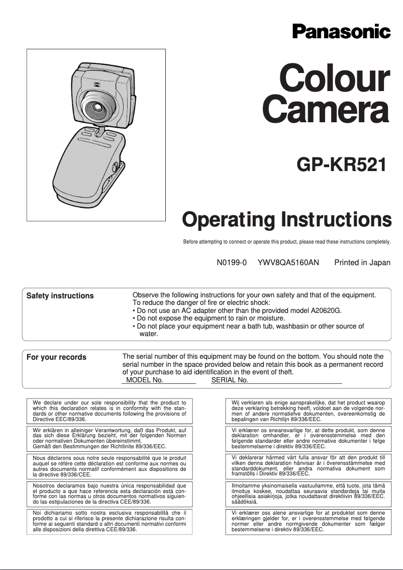 Page 1 de la notice Manuel utilisateur Panasonic GP-KR521