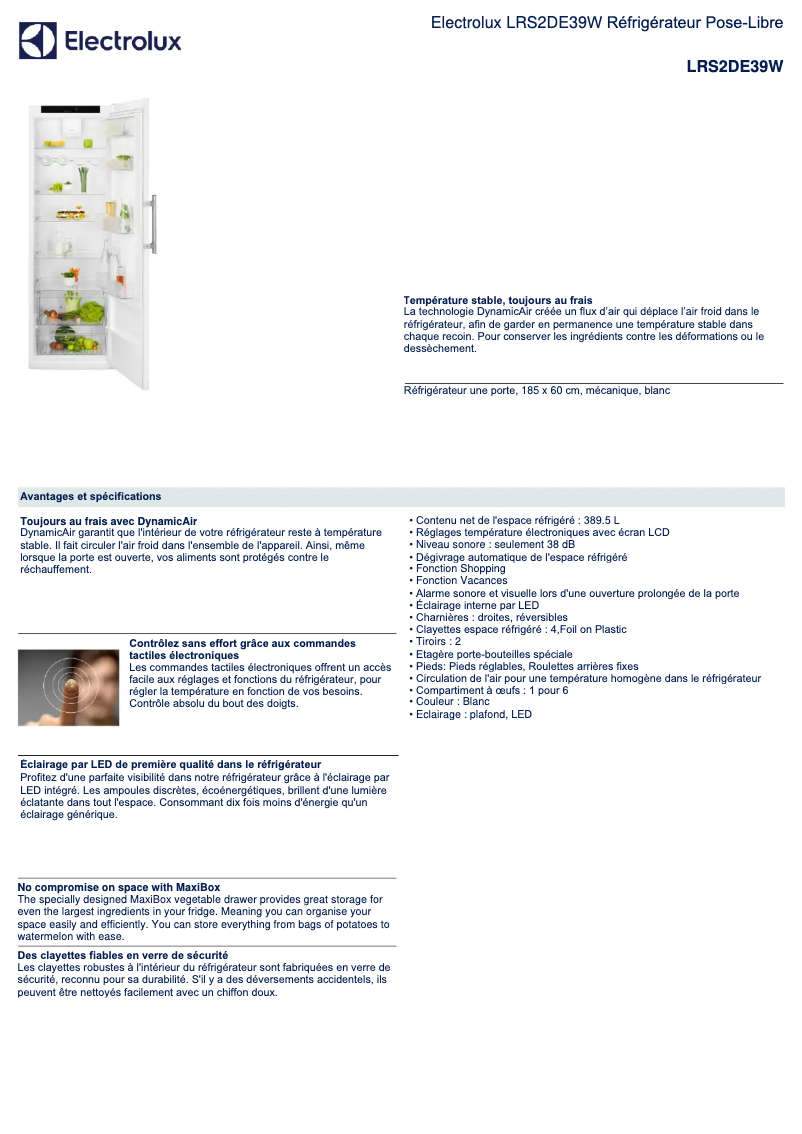 Page n°1 - Manuel utilisateur AEG LRS2DE39W
