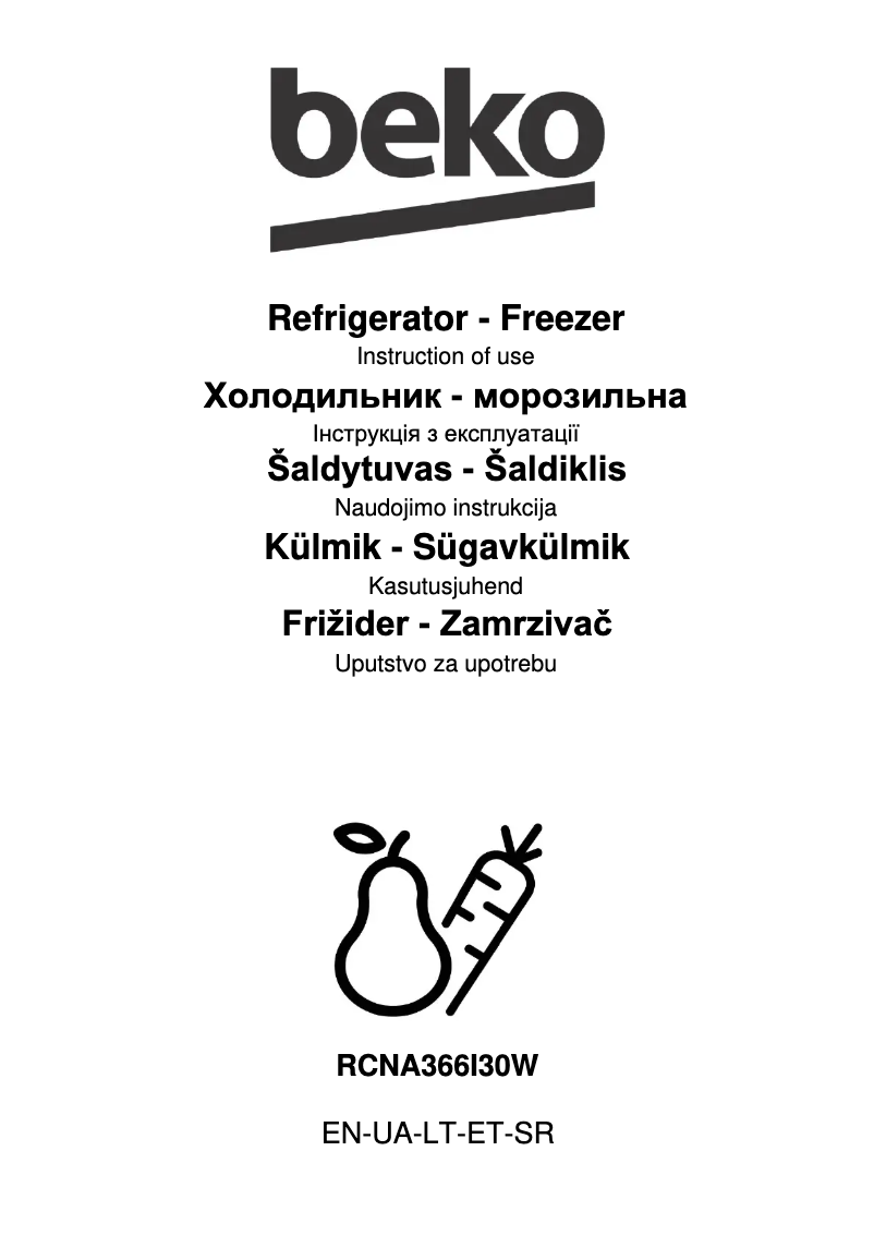 Page n°1 - Manuel utilisateur Beko RCNA366I30W