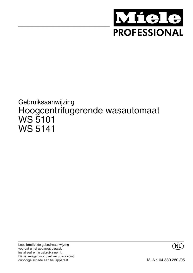 Page 1 de la notice Manuel utilisateur Miele WS 5141