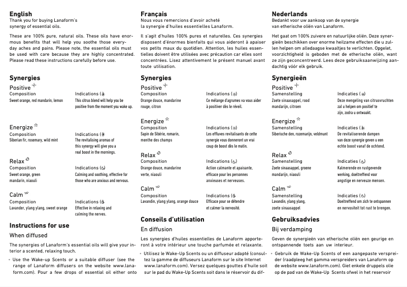 Page n°1 - Manuel utilisateur Lanaform Calm